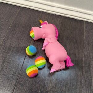 NWOT Pink Unicorn Popper Toy with Rainbow Balls for Toddlers Kids Girls